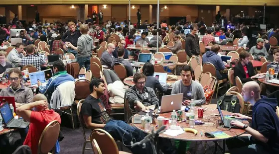 Collaborative developers working on open source code