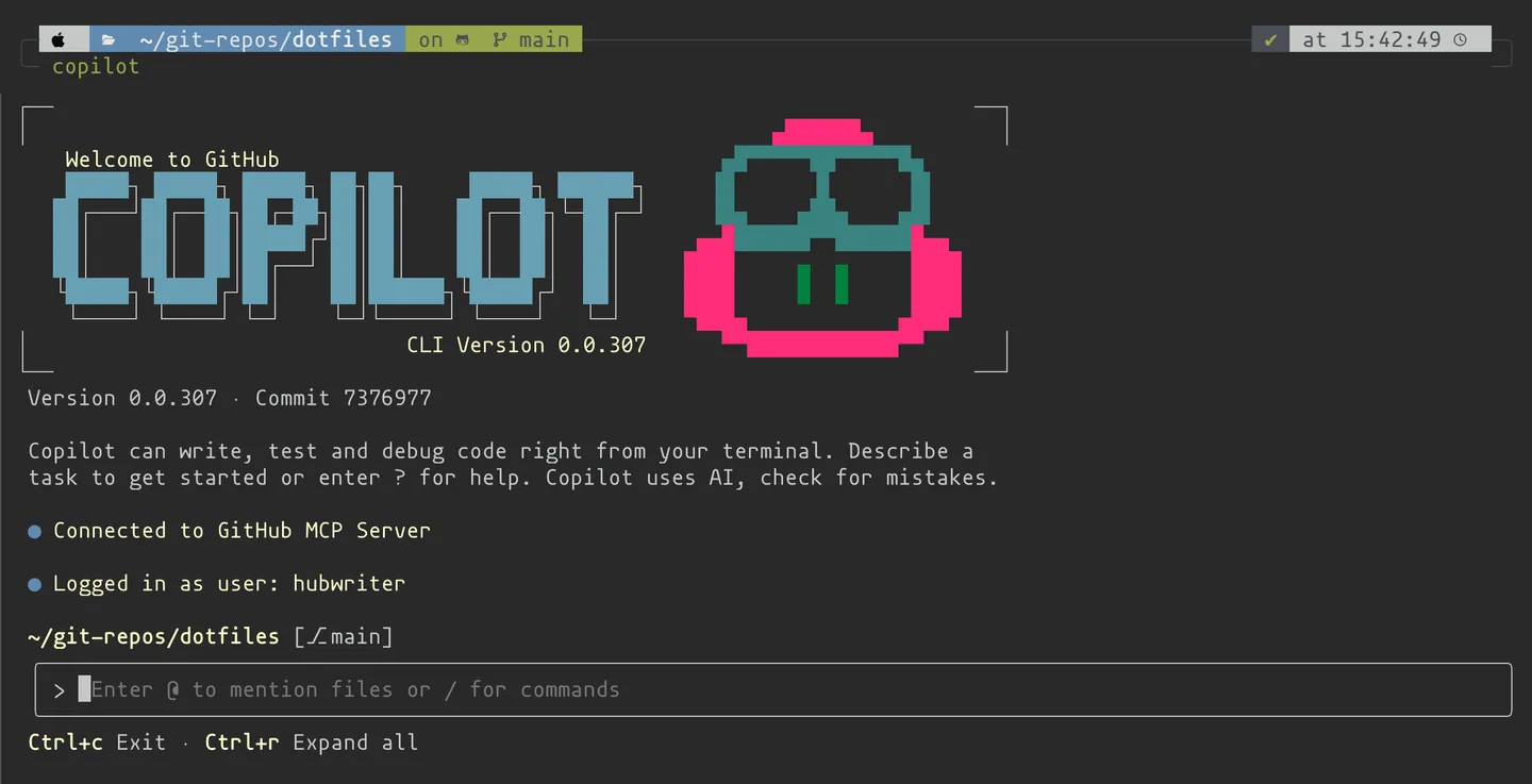 GitHub Copilot CLI運行中